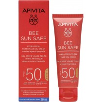 APIVITA BEE SUN SAFE ΕΝΥΔΑΤΙΚΗ ΚΡΕΜΑ-GEL ΠΡΟΣΩΠΟΥ ΜΕ ΧΡΩΜΑ  SPF50 50 ml